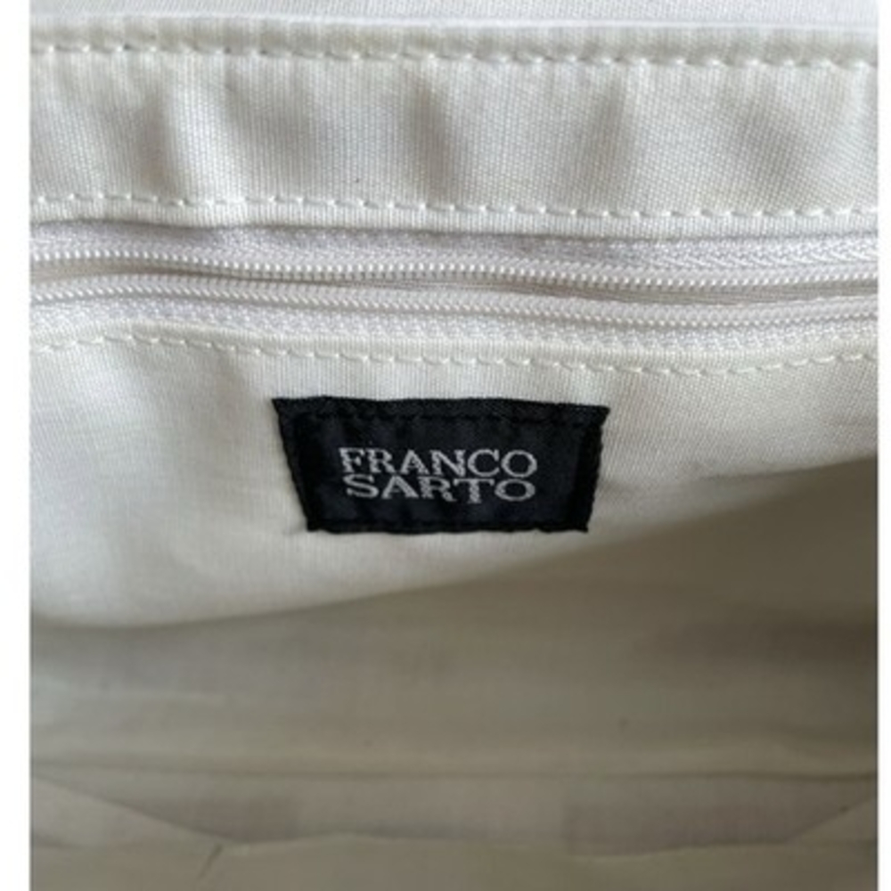 Vintage Franco Sarto White Leather Shoulder Bag Faux Croc Trim Y2K 10"x2"x6" G+ - Picture 9 of 9